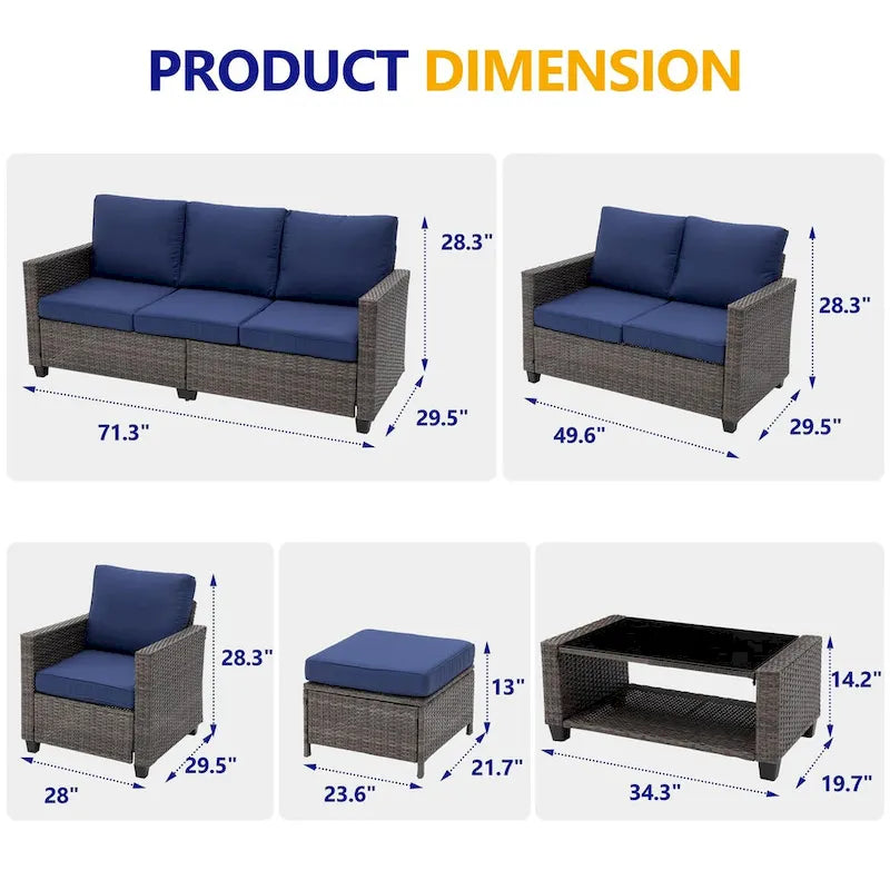 Ensemble de jardin 9 personnes avec coussins