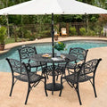 Nuu Garden Patio 5 Pieces Cast Aluminum Dining Set with 2.24 Inch Umbrella Hole