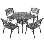 Ensemble de salle à manger Nuu Garden pour terrasse, 5 pièces en aluminium moulé avec trou de parasol de 2,24 pouces