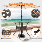 Ensemble de salle à manger Nuu Garden pour terrasse, 5 pièces en aluminium moulé avec trou de parasol de 2,24 pouces