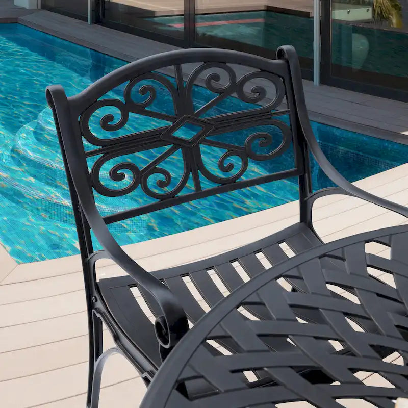 Ensemble de salle à manger Nuu Garden pour terrasse, 5 pièces en aluminium moulé avec trou de parasol de 2,24 pouces