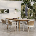 Ensemble de salle à manger d'extérieur 7 pièces Hares Farmhouse en bois d'acacia avec coussins par Christopher Knight Home