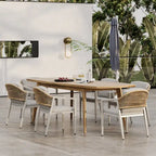 Ensemble de salle à manger d'extérieur 7 pièces Hares Farmhouse en bois d'acacia avec coussins par Christopher Knight Home