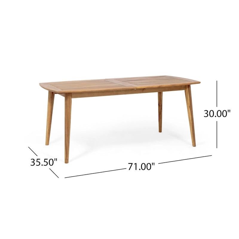 Ensemble de salle à manger d'extérieur 7 pièces Hares Farmhouse en bois d'acacia avec coussins par Christopher Knight Home