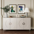 Buffet 4 portes en MDF noir vieilli/champagne avec étagères réglables et pieds en métal