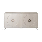 Buffet 4 portes en MDF noir vieilli/champagne avec étagères réglables et pieds en métal