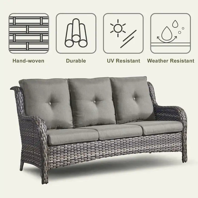 Canapé d'extérieur avec fauteuil pivotant Poufs Table Foyer - Gris