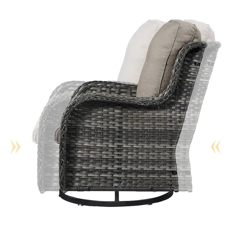 Canapé d'extérieur avec fauteuil pivotant Poufs Table Foyer - Gris