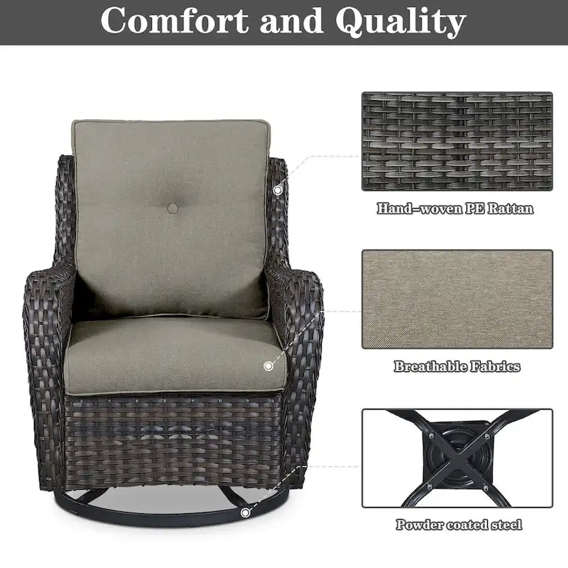 Canapé d'extérieur avec fauteuil pivotant Poufs Table Foyer - Gris