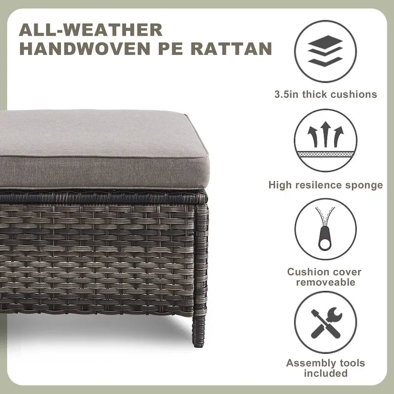 Canapé d'extérieur avec fauteuil pivotant Poufs Table Foyer - Gris