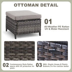 Canapé d'extérieur avec fauteuil pivotant Poufs Table Foyer - Gris