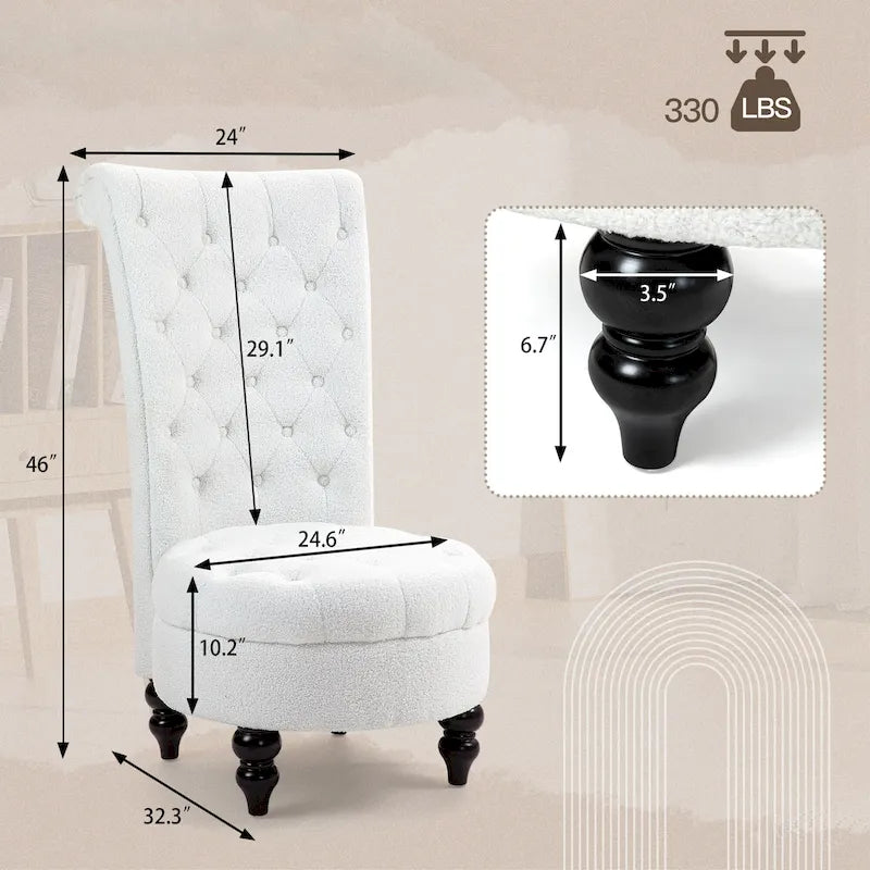 AVAWING Lot de 2 chaises de trône royales rembourrées et pieds en bois d'hévéa