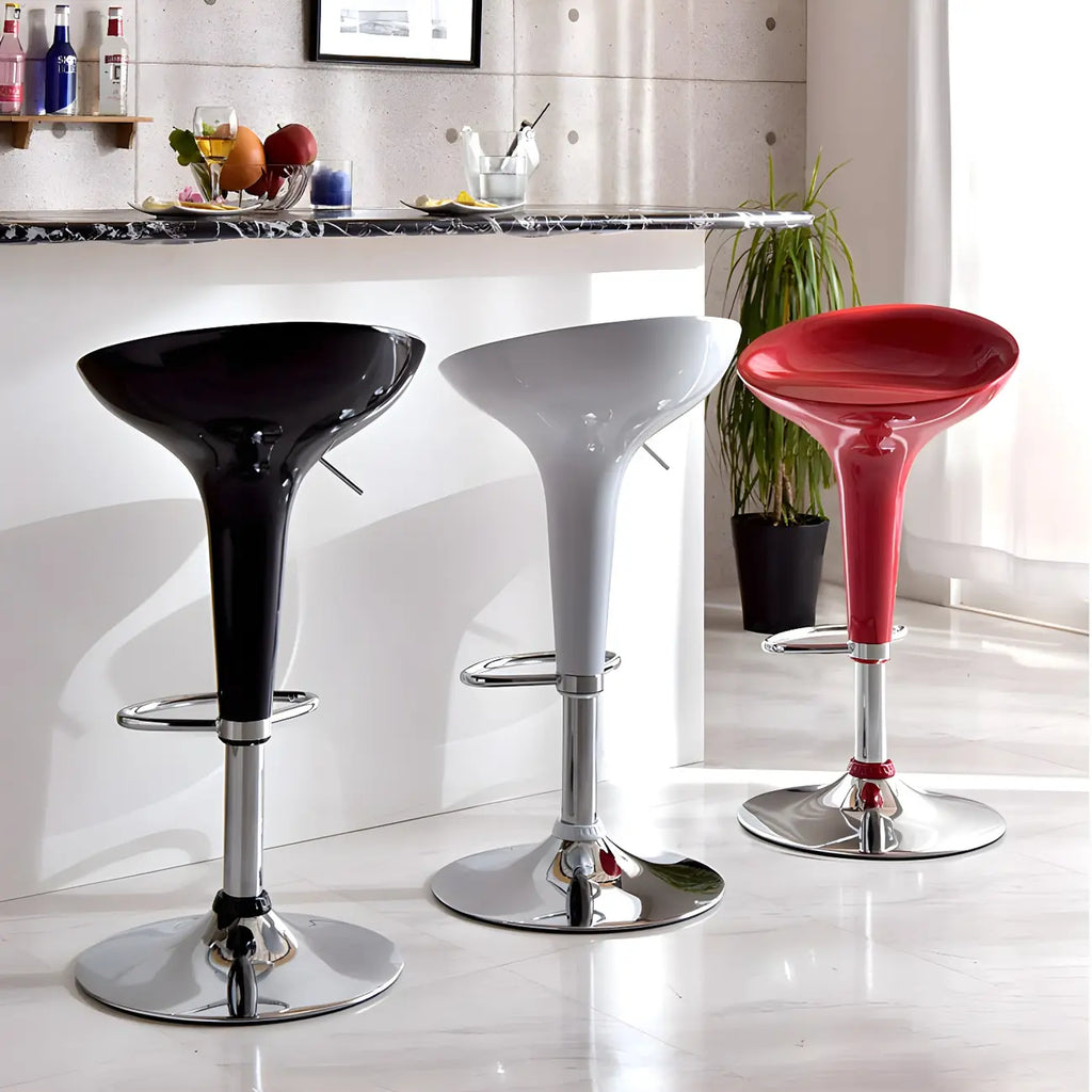 Tabouret de bar pivotant en plastique chromé réglable en hauteur
