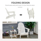 Chaise Outsunny Adirondack Pliante, Chaises de Plage Longues en Plastique HDPE Tout Temps pour Patio, Terrasse et Mobilier de Jardin