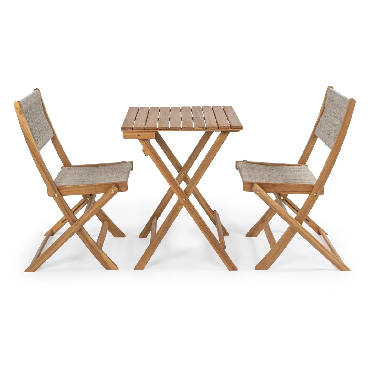 Ensemble bistrot pliant d'extérieur 3 pièces Cadiz Modern Coastal en bois d'acacia, par JONATHAN Y