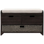 Banc de rangement en bois avec 2 paniers tressés par Harper&Bright Designs