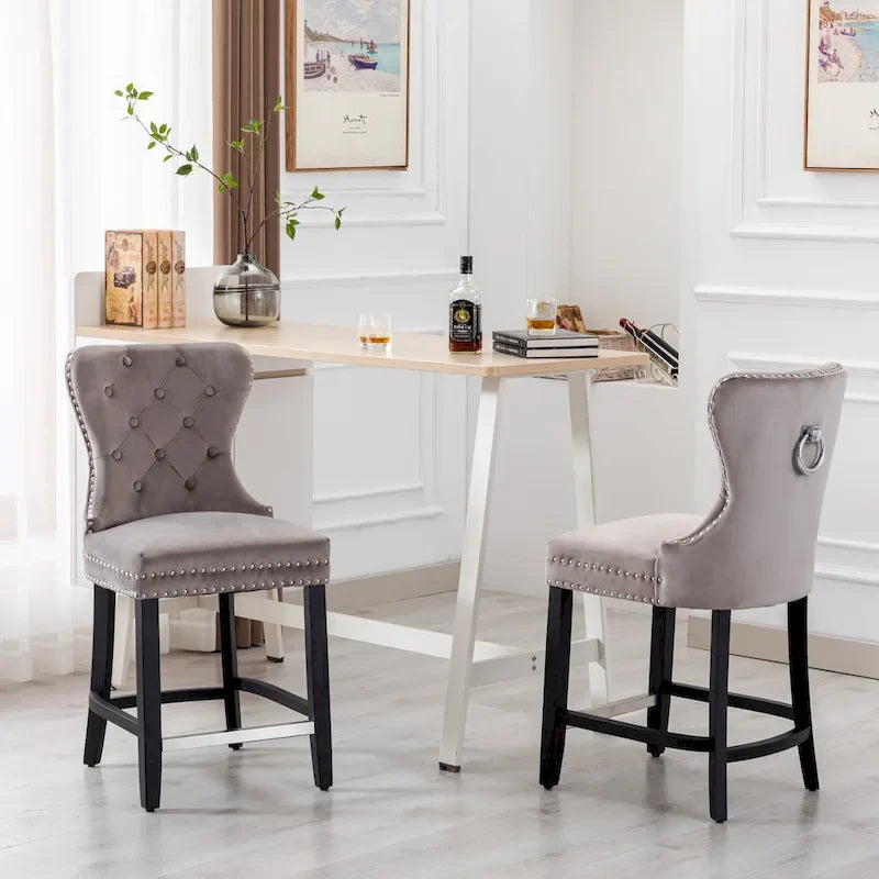 Tabouret de comptoir Carter 24 Wingback Tufted Nailhead (lot de 2)