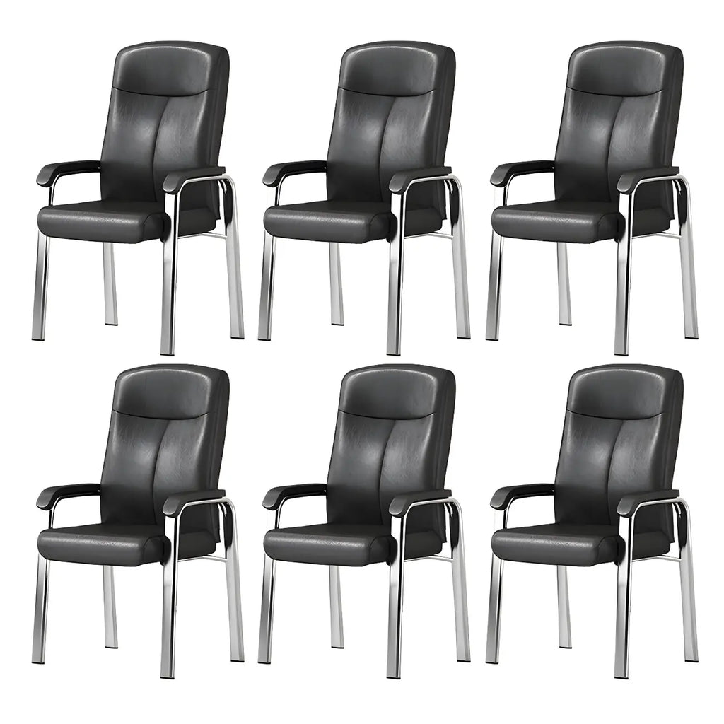 Chaise de bureau HomeyFad moderne en cuir et métal à 4 pieds avec accoudoirs