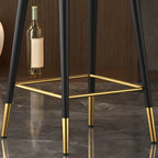 Tabouret de bar Art Déco pivotant en cuir avec dossier et assise rembourrés