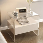Table de chevet avec tiroirs en acrylique transparent