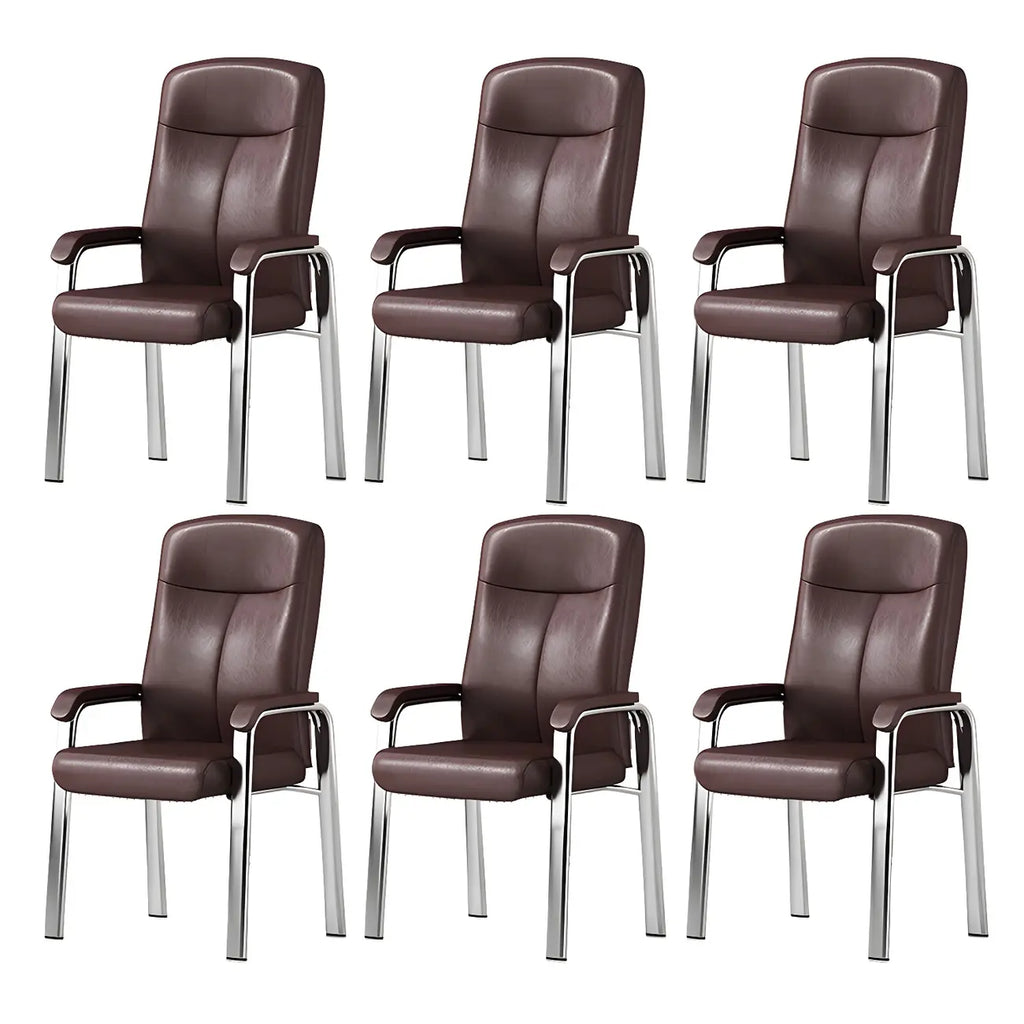 Chaise de bureau HomeyFad moderne en cuir et métal à 4 pieds avec accoudoirs