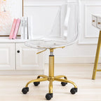 Chaise de bureau à roulettes sans accoudoirs, réglable en hauteur, en acrylique pivotant