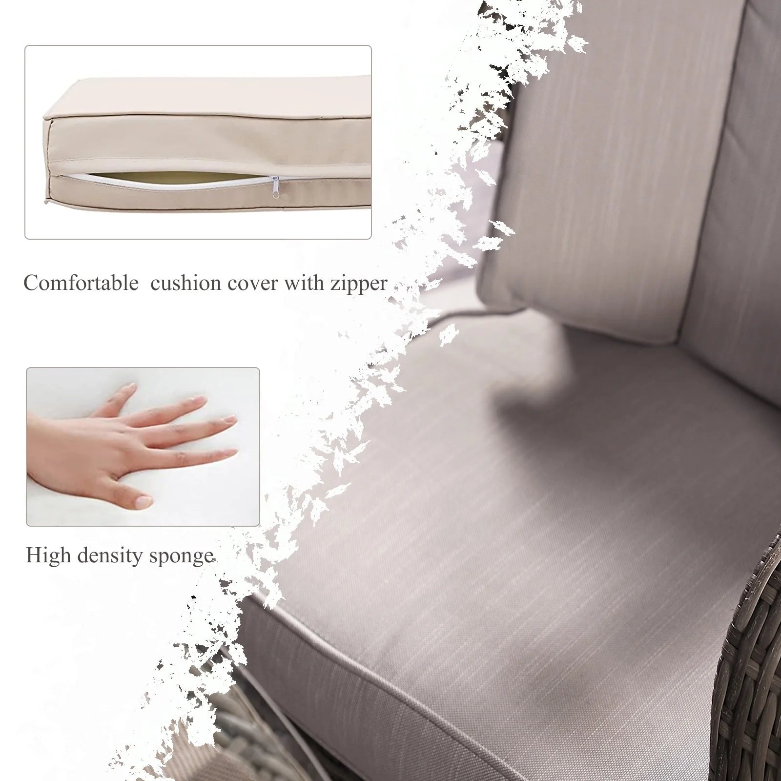 Ensemble de salle à manger rond 7 pièces en rotin tressé d'extérieur avec coussins par Moda Furnishings