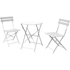 Ensemble bistrot pliant en métal 3 pièces, salon de conversation intérieur/extérieur résistant aux intempéries pour patio, cour, jardin