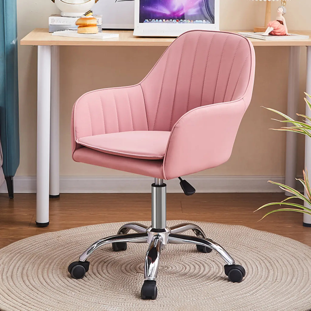 Chaise de bureau pivotante en cuir gris élégant