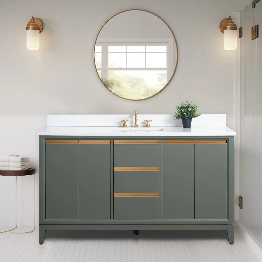 Meuble-lavabo Vanity Art avec évier en céramique et dessus en marbre reconstitué