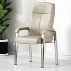 Chaise de bureau HomeyFad moderne en cuir et métal à 4 pieds avec accoudoirs