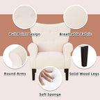 Fauteuil d'appoint moderne Erommy, fauteuil à dossier haut, canapé simple en tissu rembourré avec boutons et pieds en bois pour salon
