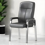 Chaise de bureau HomeyFad moderne en cuir et métal à 4 pieds avec accoudoirs