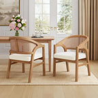 Christopher Knight Home - Chaise de salle à manger capitonnée en cannage (Lot de 2)