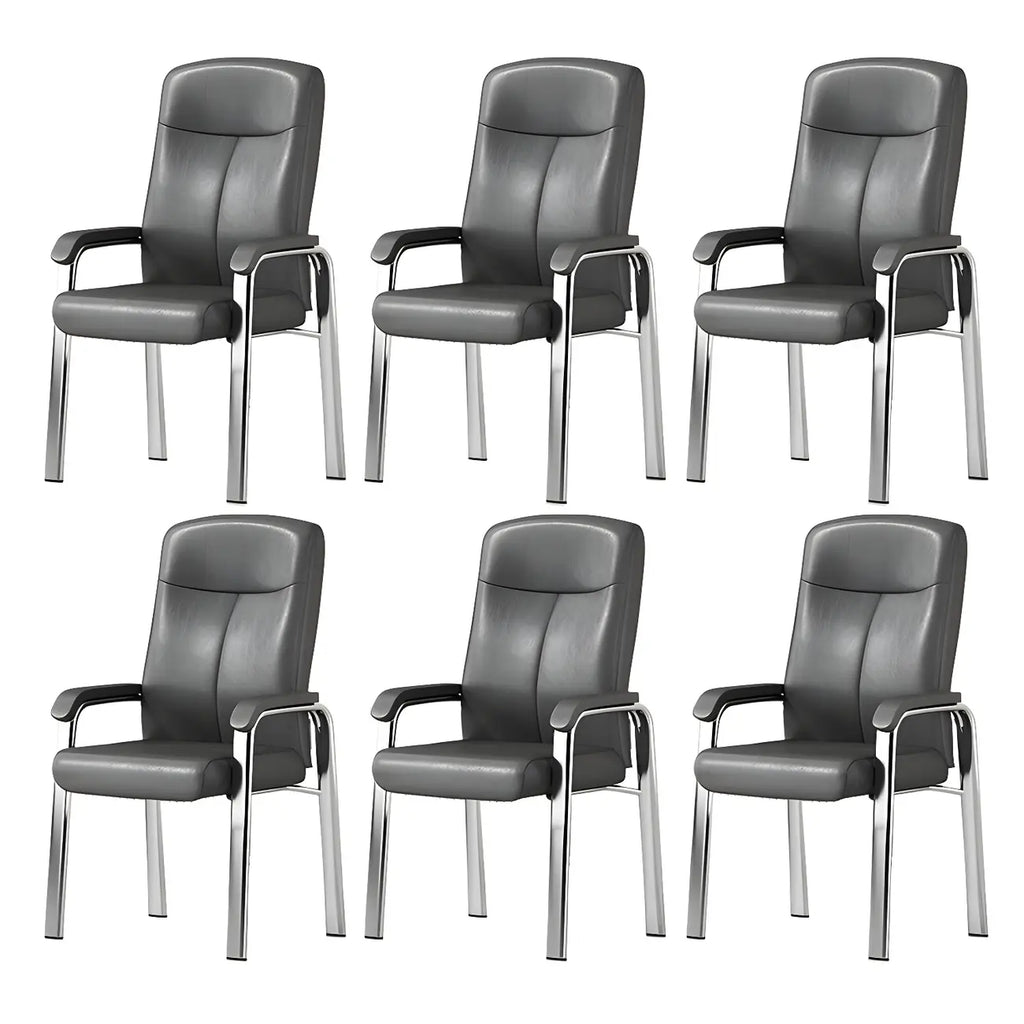 Chaise de bureau HomeyFad moderne en cuir et métal à 4 pieds avec accoudoirs