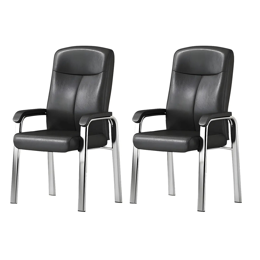 Chaise de bureau HomeyFad moderne en cuir et métal à 4 pieds avec accoudoirs