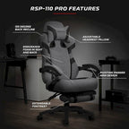 Chaise de jeu RESPAWN 110 Pro - Chaise de jeu avec repose-pieds, chaise de bureau ergonomique