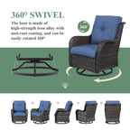 Chaises longues à bascule d'extérieur en osier Gymojoy avec base pivotante (lot de 2)