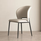 Chaise de salle à manger moderne en similicuir courbé à dossier bas