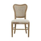 Chaises de salle à manger en bois d'hévéa de style fermier avec dossier en rotin (deux chaises par ensemble).