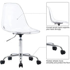 Chaise de bureau à roulettes sans accoudoirs, réglable en hauteur, en acrylique pivotant