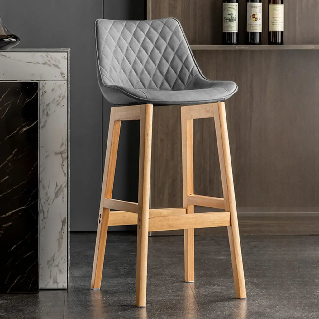 Tabourets de bar en similicuir Mid-Century Modern avec pieds en bois