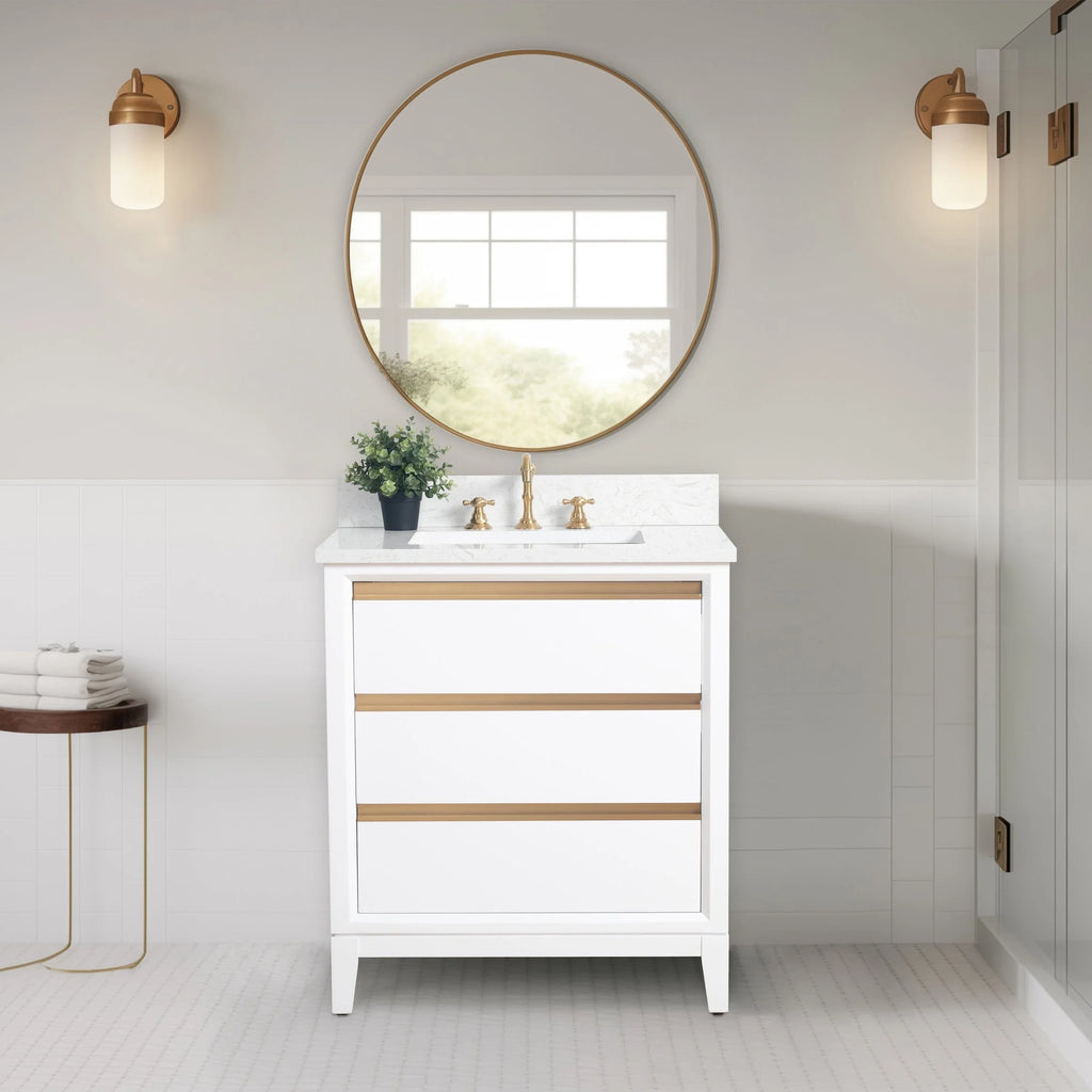 Meuble-lavabo Vanity Art avec évier en céramique et dessus en marbre reconstitué
