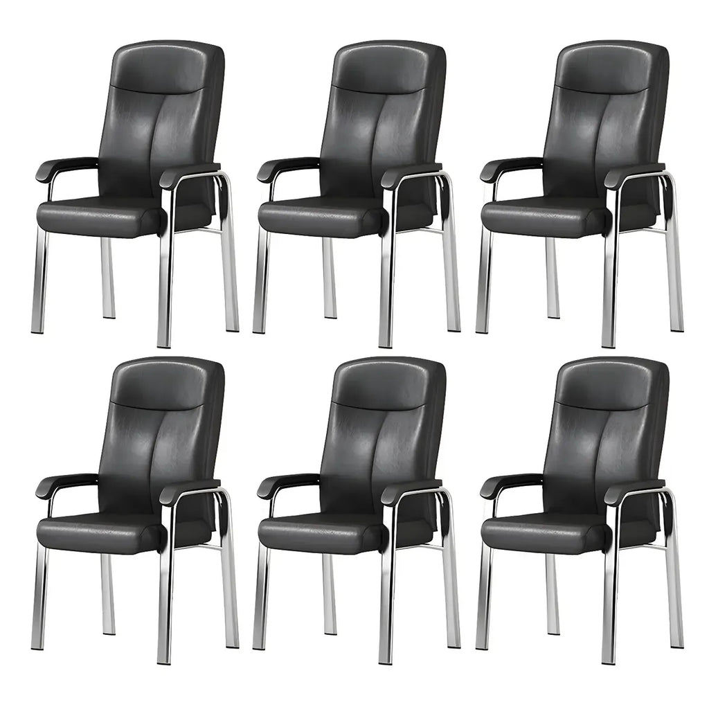 Chaise de bureau HomeyFad moderne en cuir et métal à 4 pieds avec accoudoirs