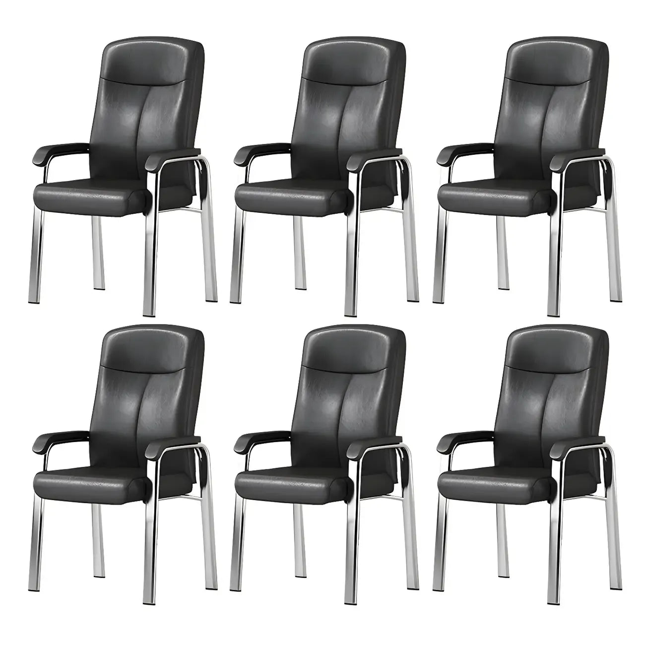 Chaise de bureau HomeyFad moderne en cuir et métal à 4 pieds avec accoudoirs